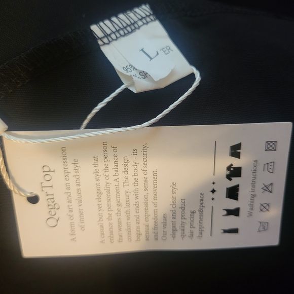 Elegant Black V-Neck Women's Tie Front Top. Size L - Picture 5 of 6